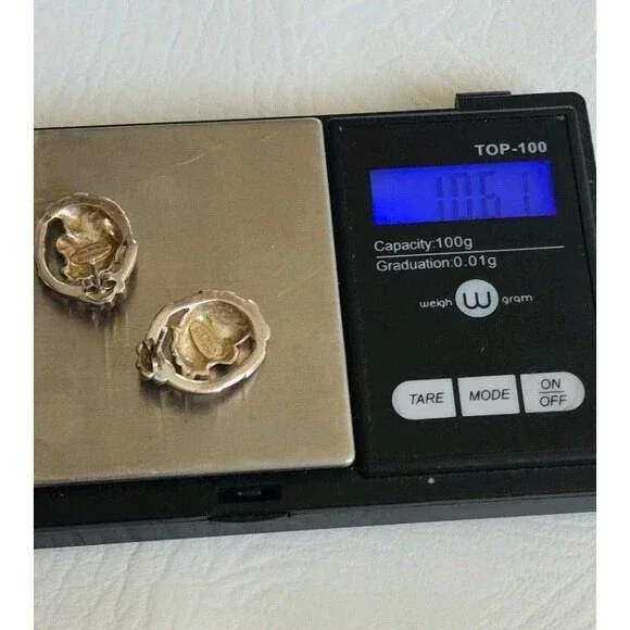 Vintage Gorham Sterling Silver Unicorn Ribbon Bow Earrings .75" 10g - Picture 7 of 7